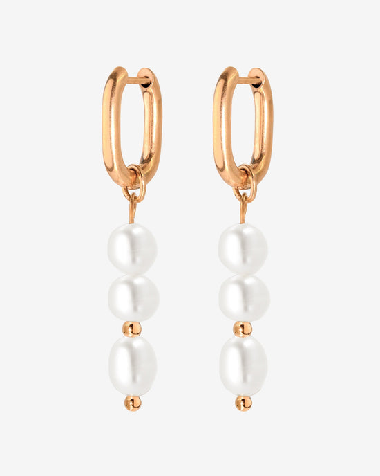 Triple Pearl Hoop Set Roségold