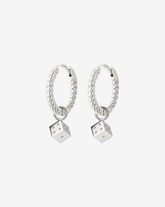 Lucky Dice Twisted Hoop Set Baby Silber