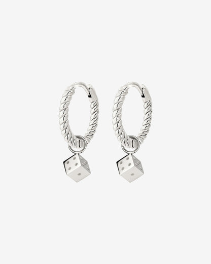 Lucky Dice Twisted Hoop Set Baby Silber