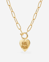 Girl Power Oval Links Necklace Set Gold