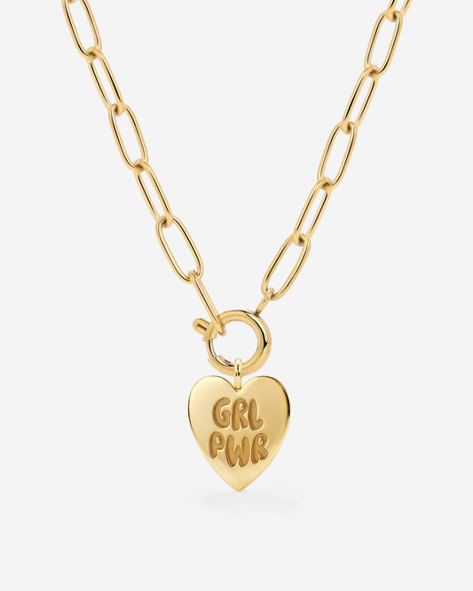 Girl Power Oval Links Necklace Set Gold