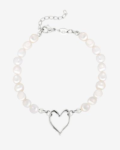 Melting Heart Pearl Bracelet Silber