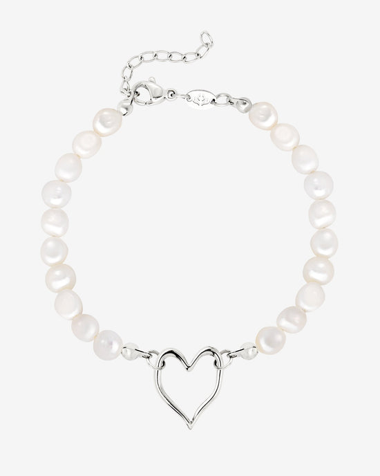Melting Heart Pearl Bracelet Silber