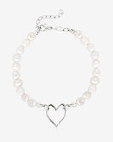 Melting Heart Pearl Bracelet Silver