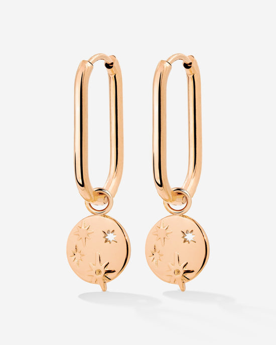 Shiny Stars Oval Hoop Set Small Roségold