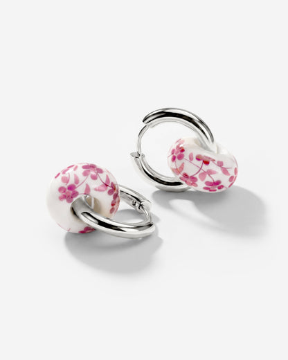 Chunky Pink Flower Tile Hoop Set Medium