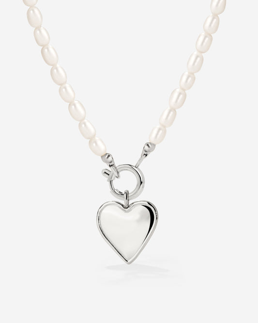 Heartie Pearly Necklace Set Silber