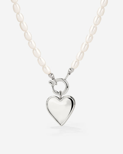 Heartie Pearly Necklace Set Silber