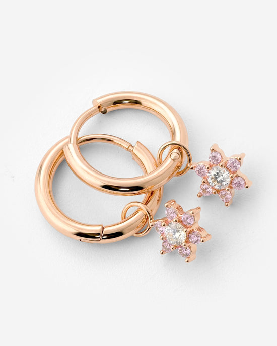 Pink Petal Hoop Set Small Roségold