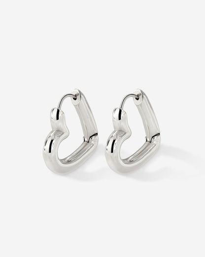 Phat Heart Hoops Small Silber