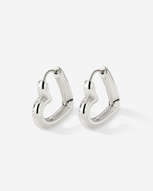 Phat Heart Hoops Small Silber