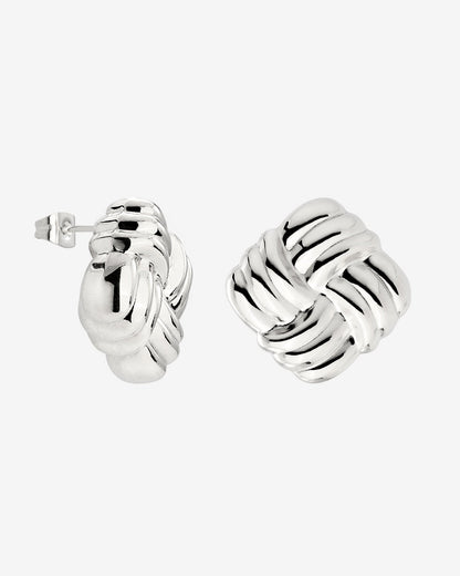 Granny Button Studs Large Silber
