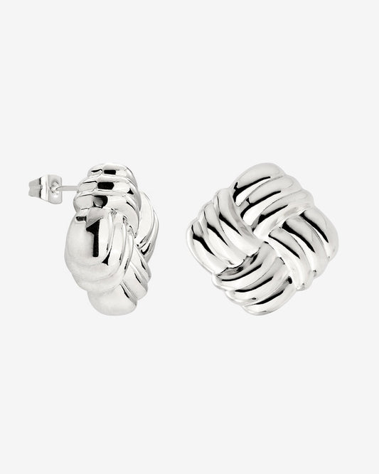 Granny Button Studs Large Silber