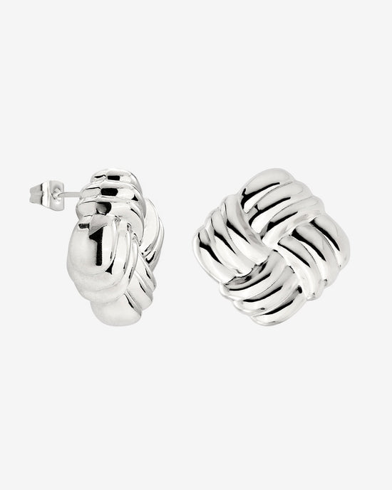 Granny Button Studs Large Silber
