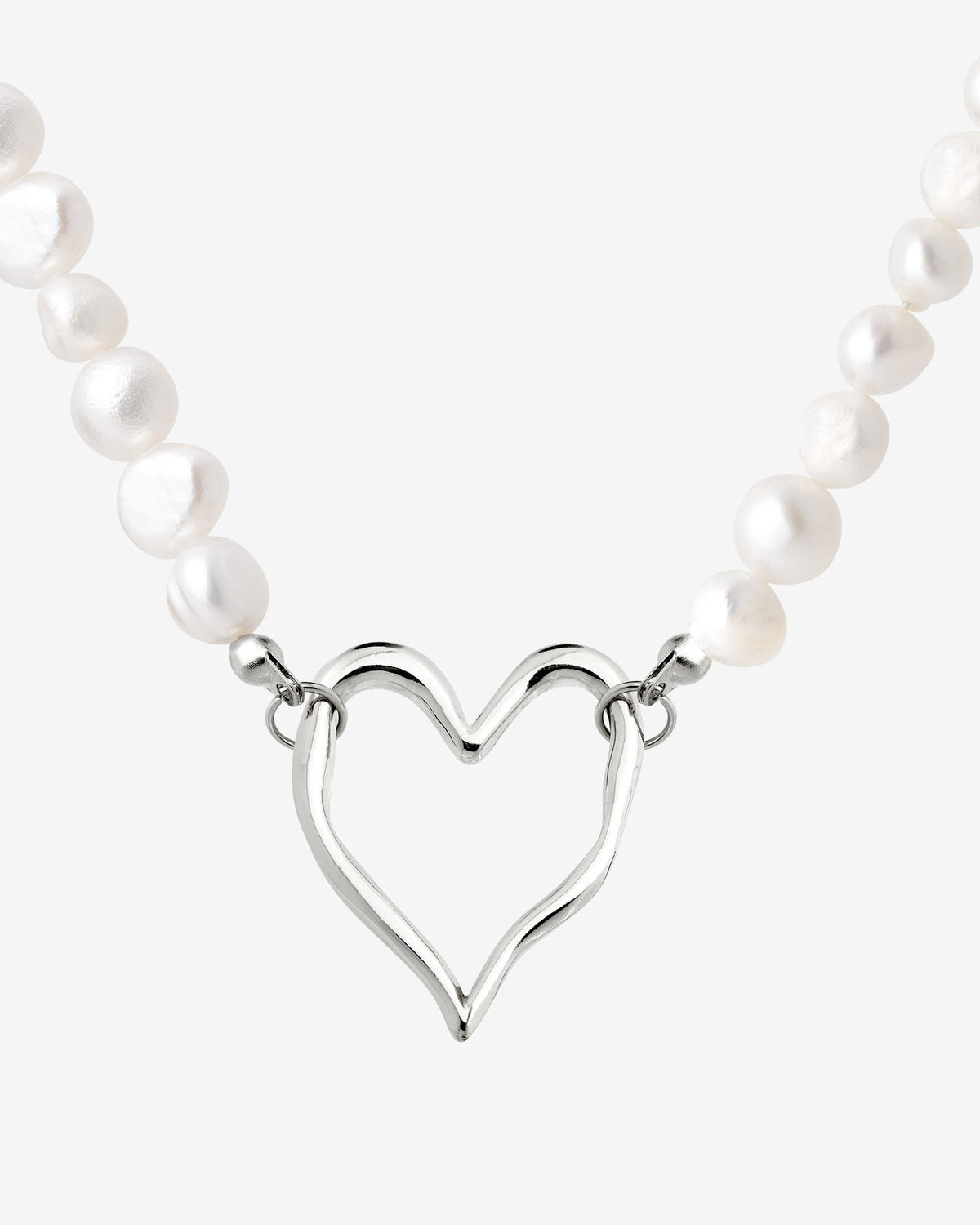 Melting Heart Pearl Necklace Silber
