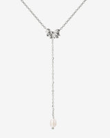 Petal Pearl Y-Necklace Silber
