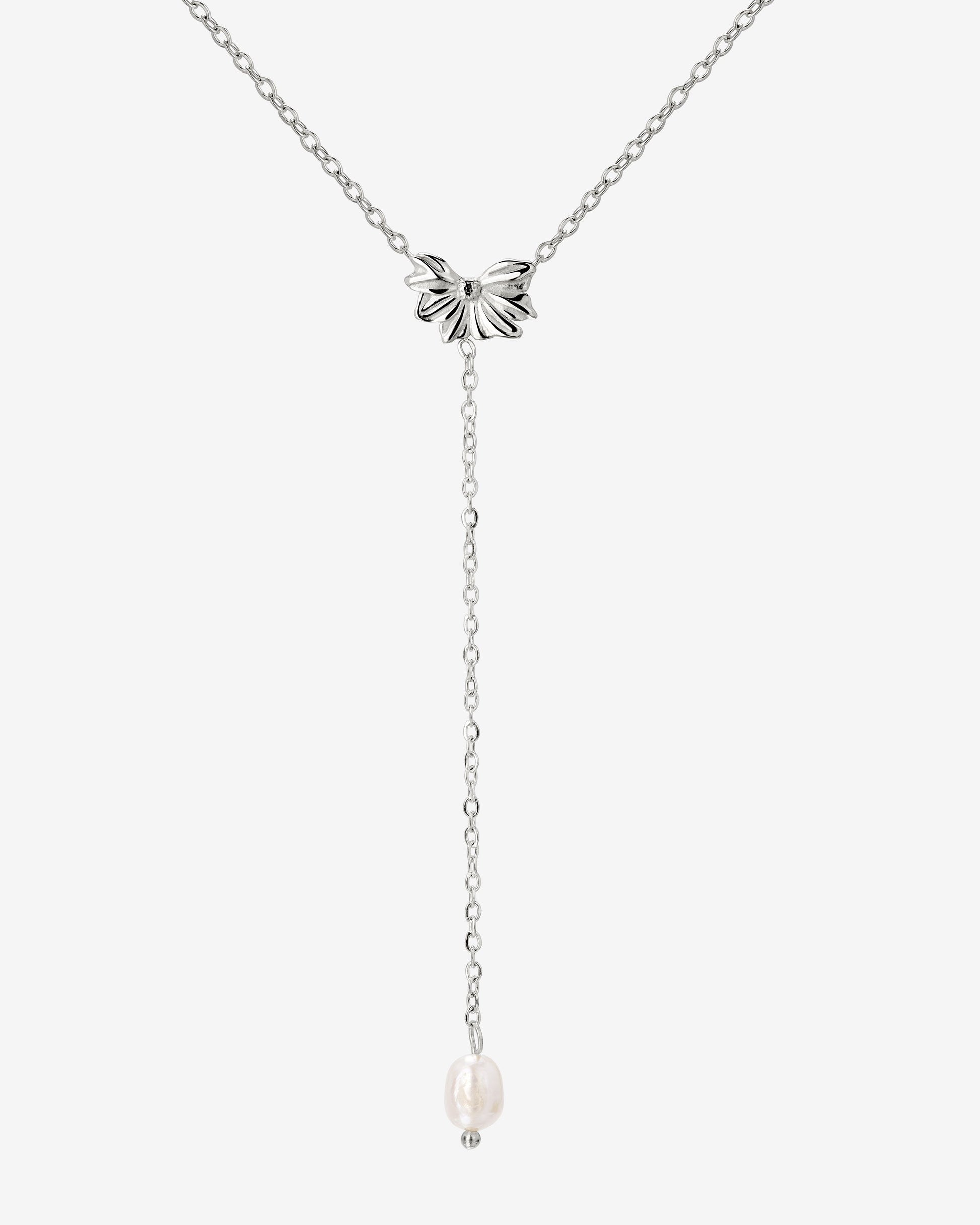 Petal Pearl Y-Necklace Silber