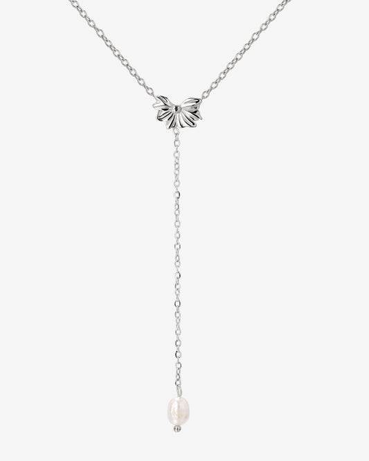 Petal Pearl Y-Necklace Silber