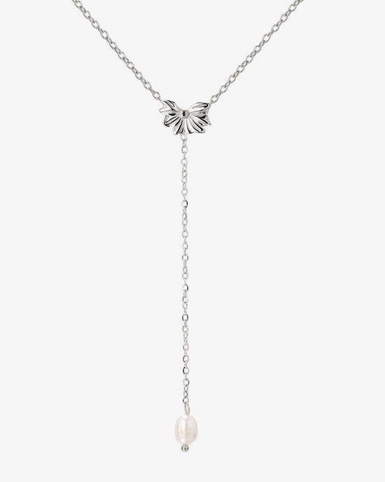 Petal Pearl Y-Necklace Silber