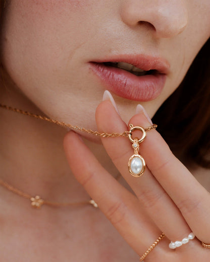 Glazed Singapore Chain Necklace Set Roségold