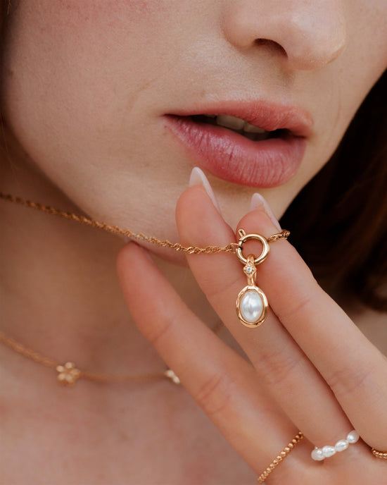 Glazed Singapore Chain Necklace Set Roségold