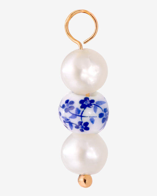 Flower Tile Pearl Hoop Set Small Roségold