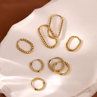 Twisted Hoop Bundle Small Gold