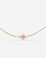Pretty Pink Daisy Necklace Gold