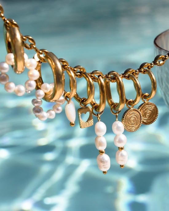 Pearly Donut Hoop Set Roségold