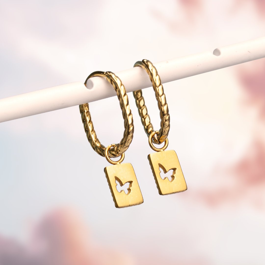 Oval Twisted Winged Beauty Hoop Set Roségold