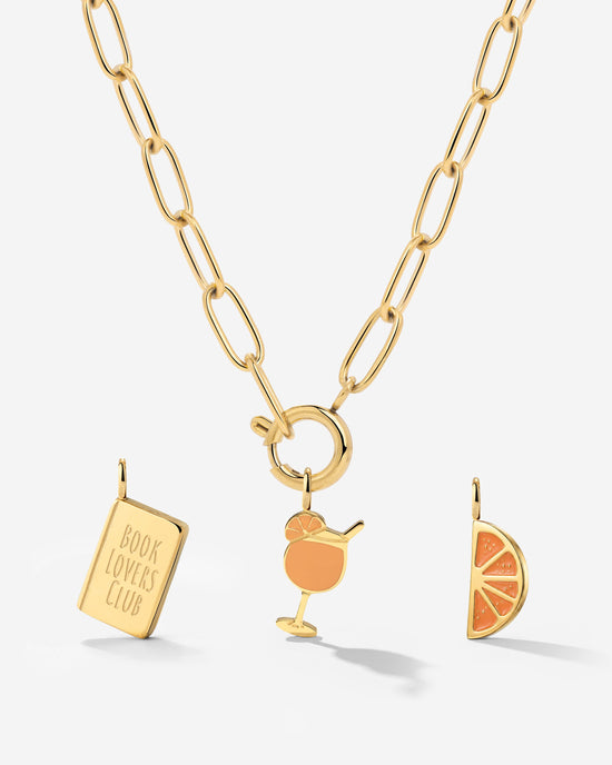 Oval Links Charm Necklace Set