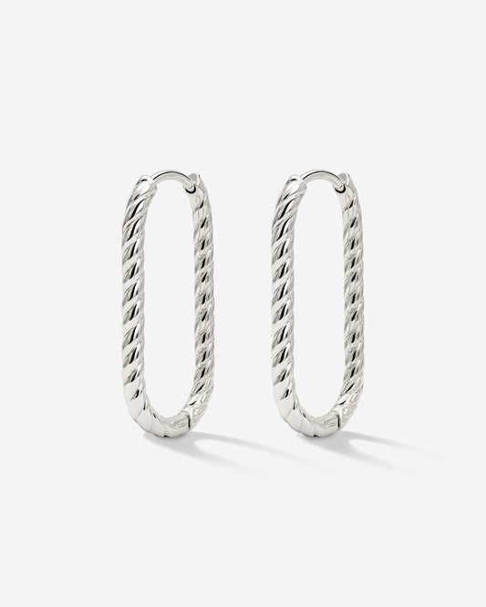Oval Twisted Hoops Small Silber