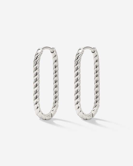 Oval Twisted Hoops Small Silber