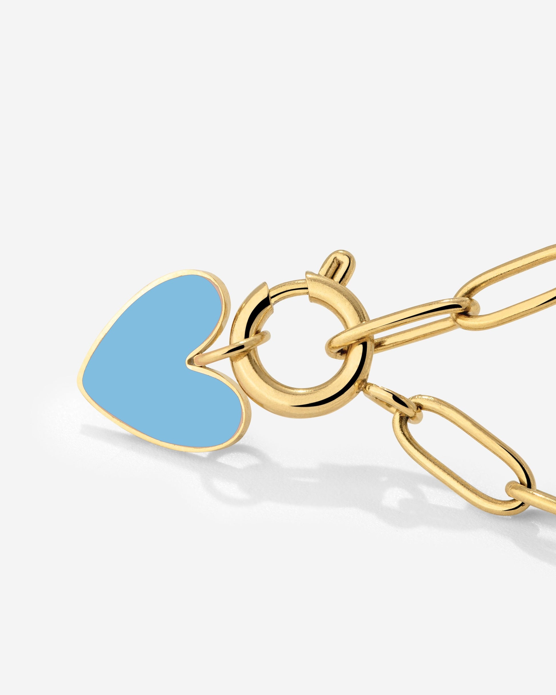 Blue Heart Oval Links Necklace Set Gold