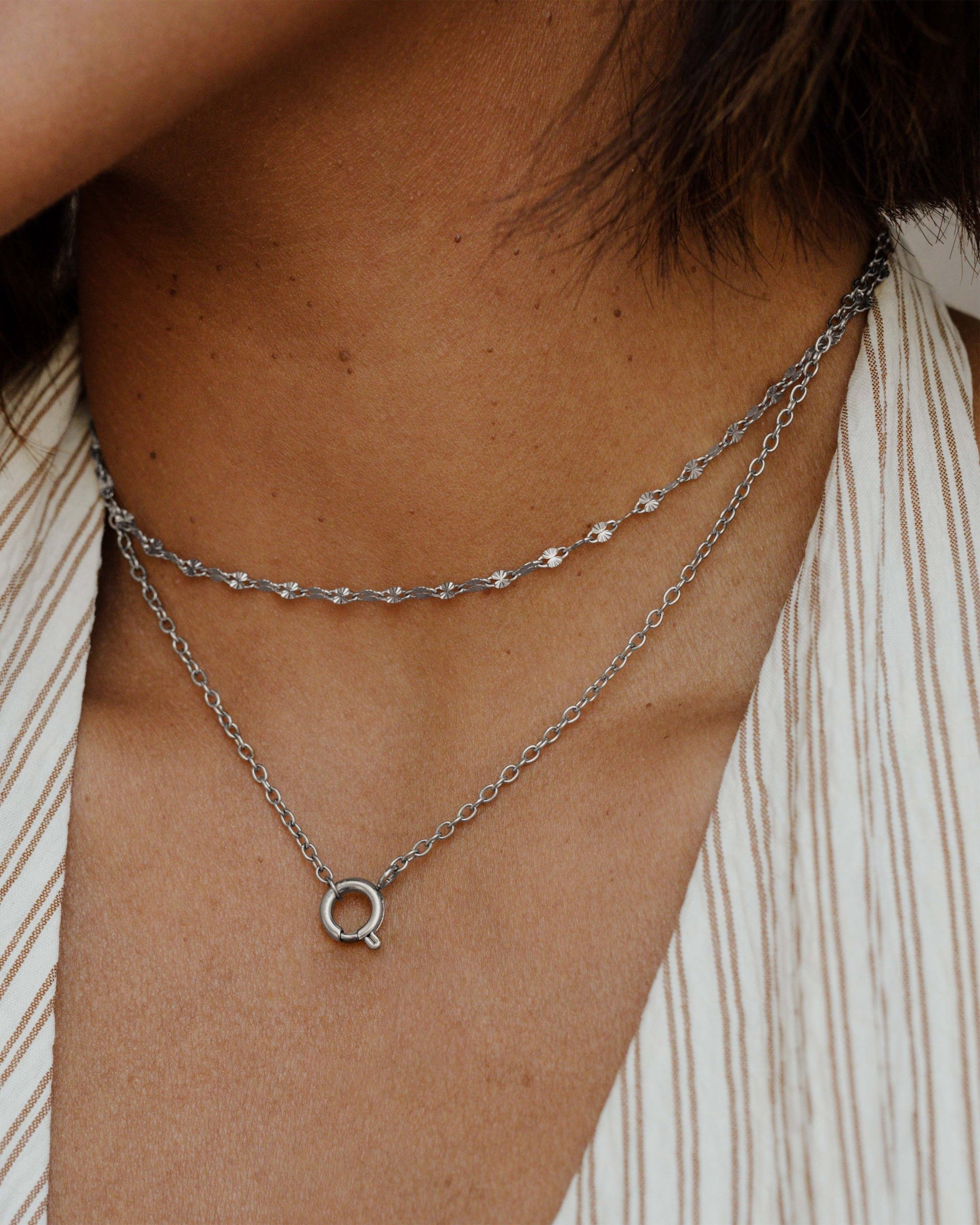 Classic Chain Charm Necklace Silber