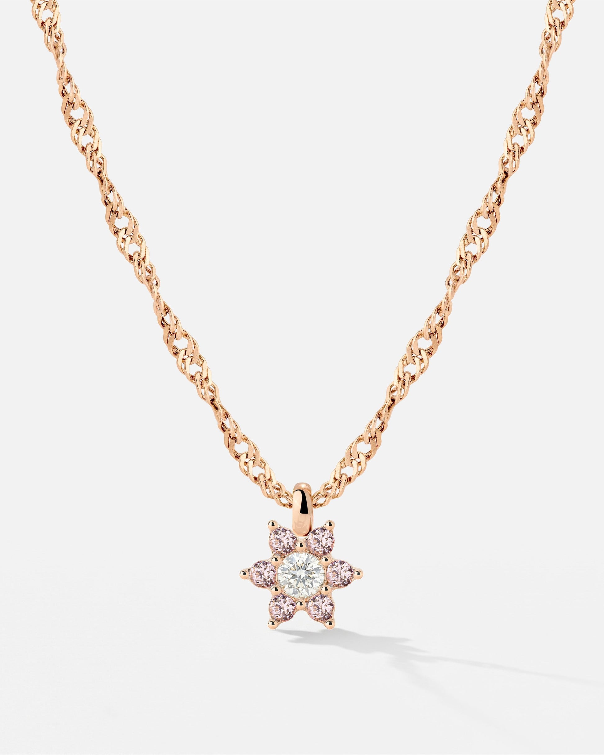 Sparkling Pink Petal Necklace Roségold