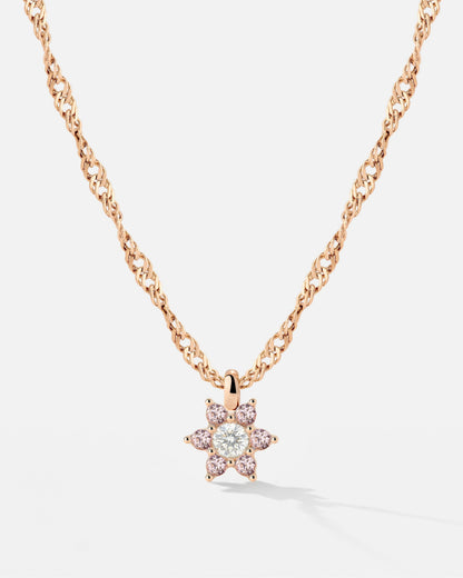 Sparkling Pink Petal Necklace Roségold