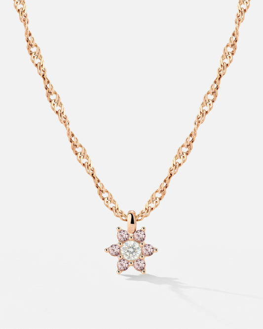 Sparkling Pink Petal Necklace Roségold