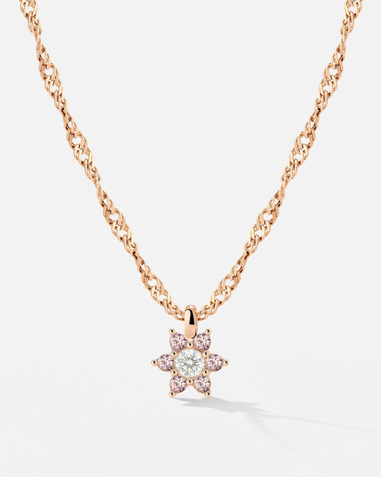 Sparkling Pink Petal Necklace Roségold