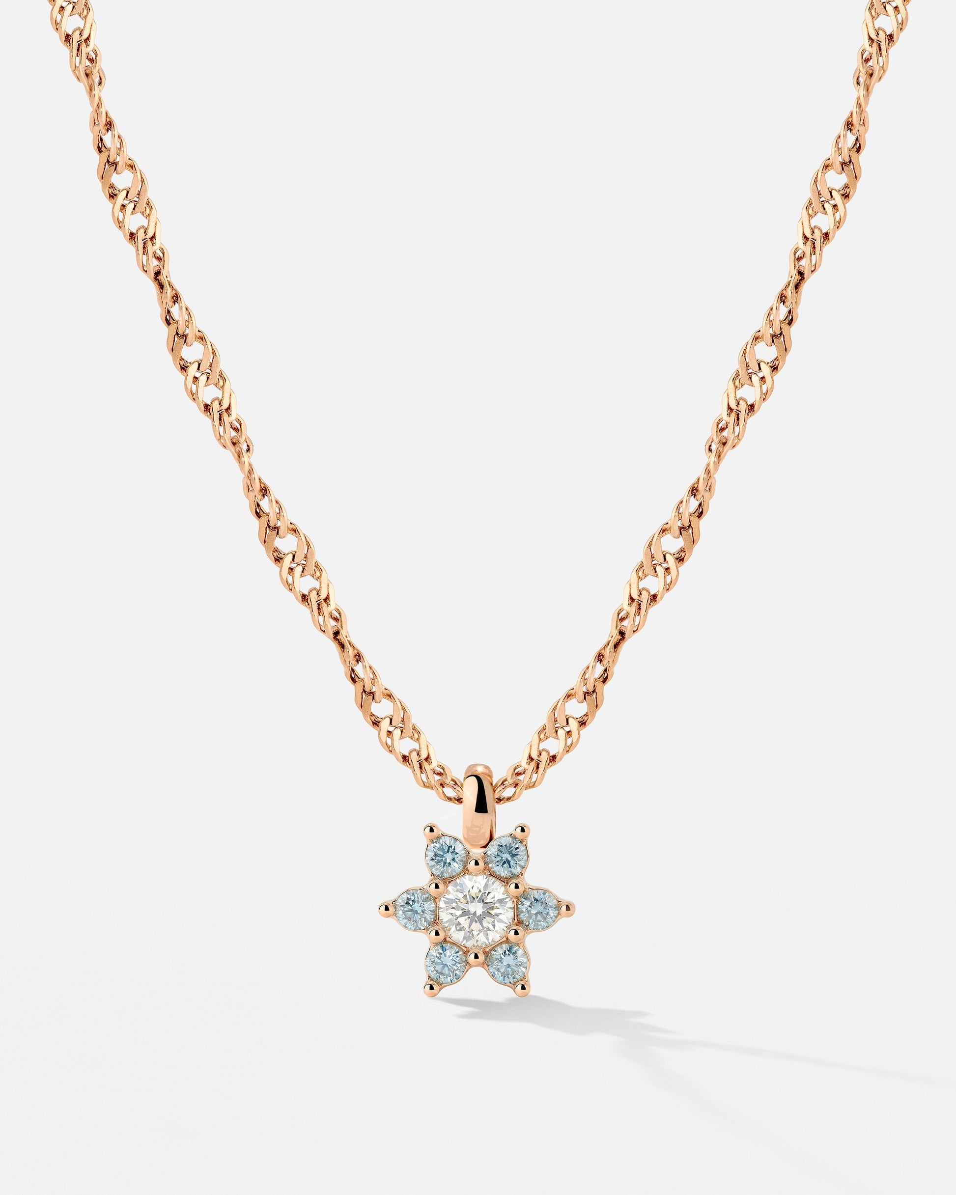 Sparkling Blue Petal Necklace Roségold