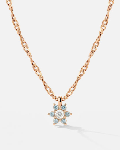 Sparkling Blue Petal Necklace Roségold