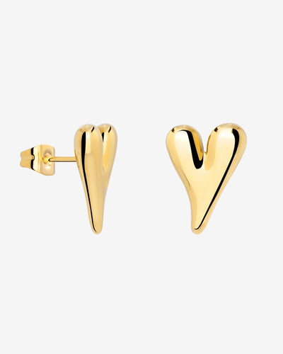 Flowy Heart Studs Small Gold