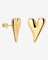Flowy Heart Studs Large Gold