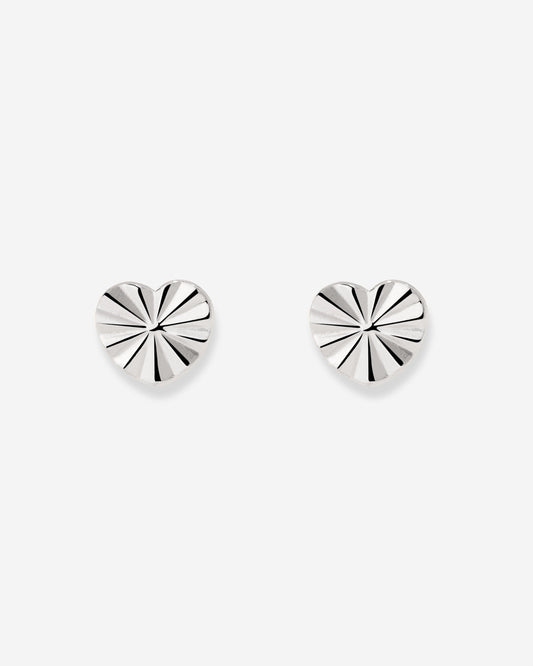 Glass Heart Studs Silber