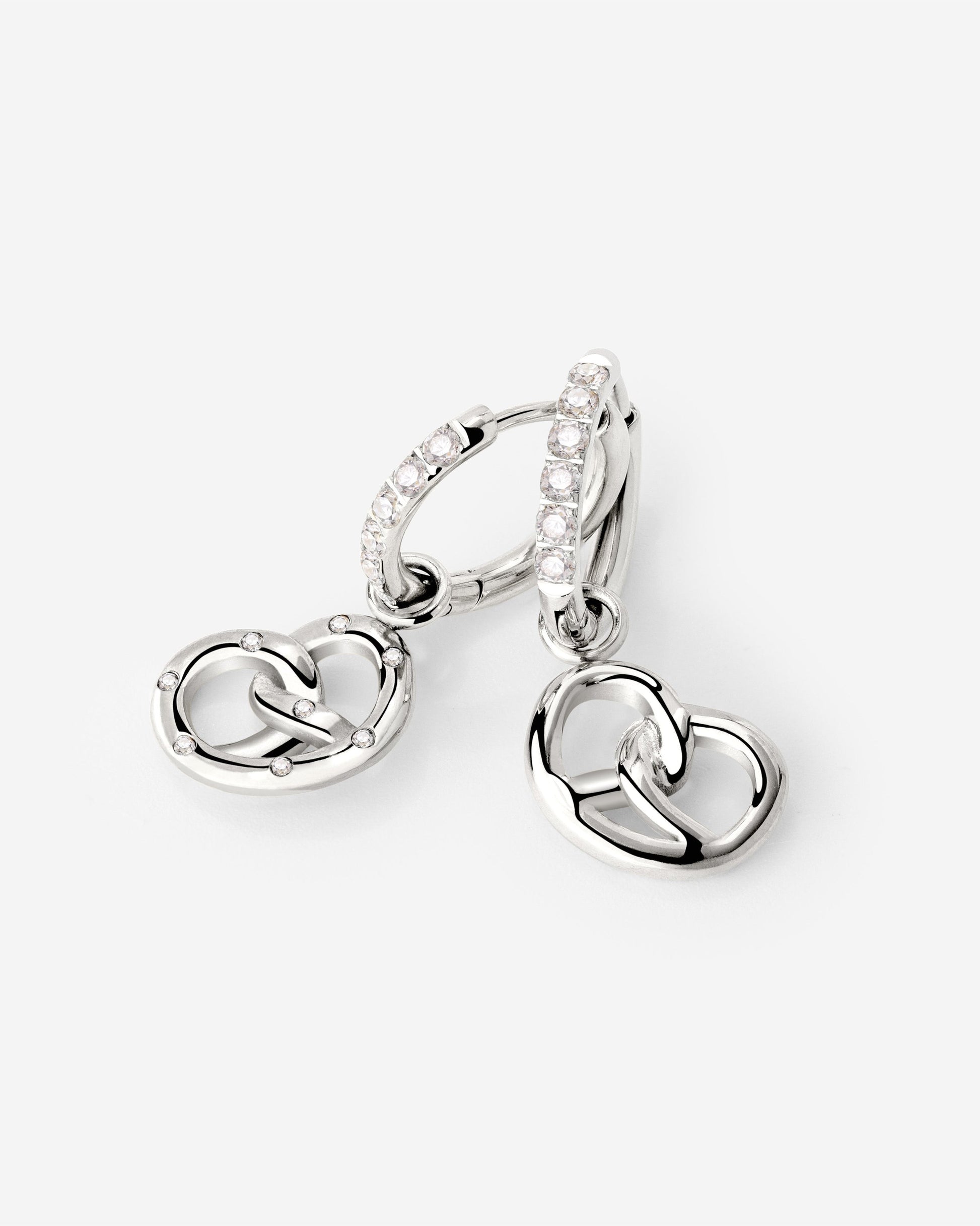 Bedazzled Pretzel Glimmer Hoop Set Small Silber