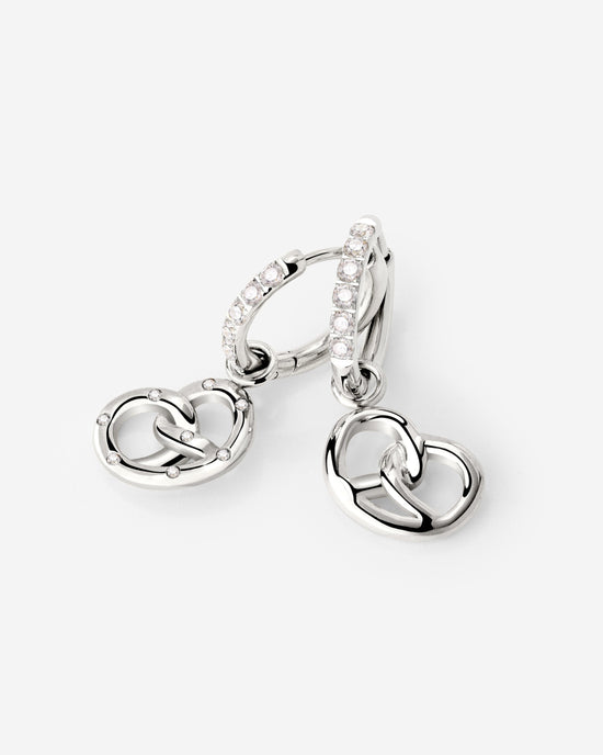 Bedazzled Pretzel Glimmer Hoop Set Small Silber