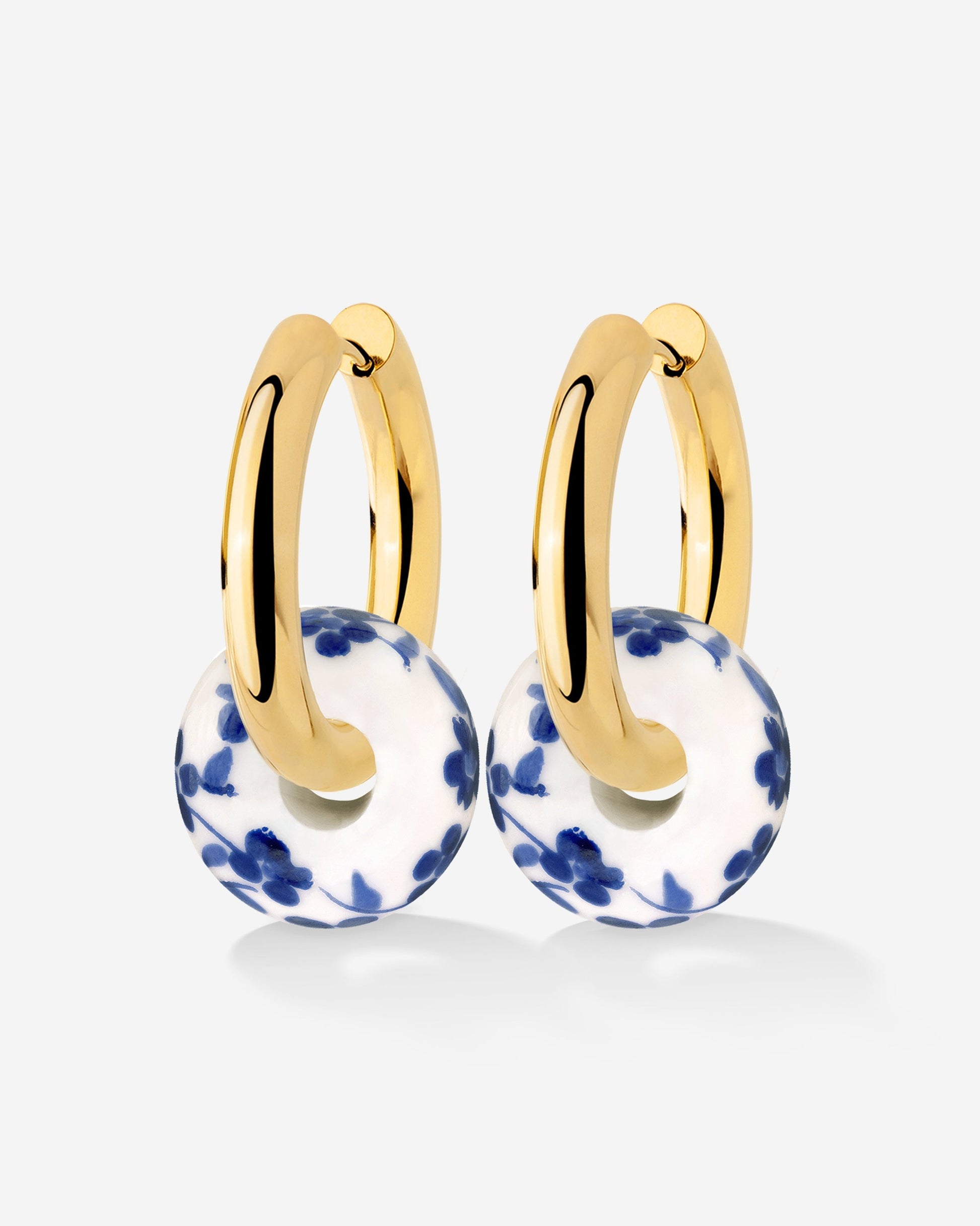 Chunky Flower Tile Hoop Set Medium Gold