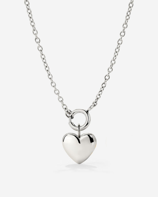 Lovely Heart Classic Chain Necklace Set Silber