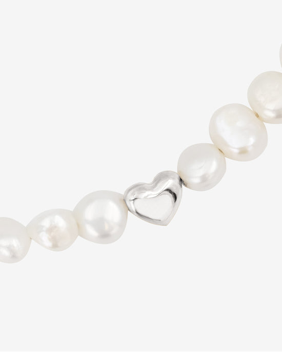 Retro Love Pearl Necklace Silber