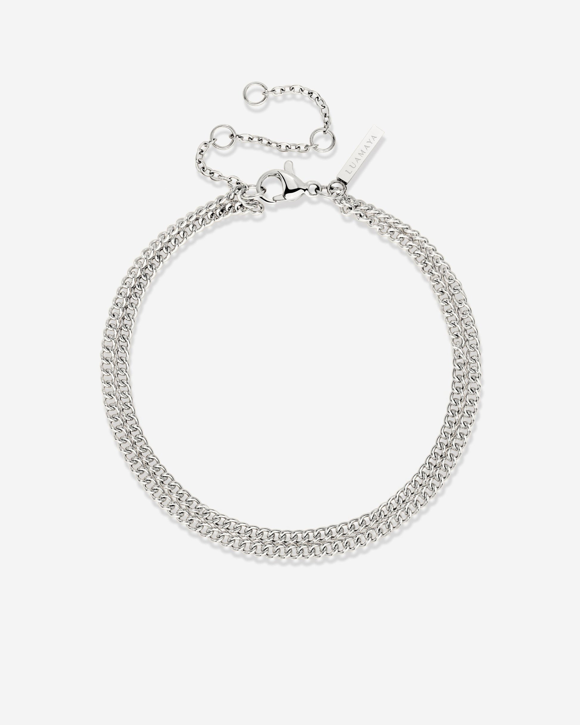 Curb Chain Double Bracelet Silber